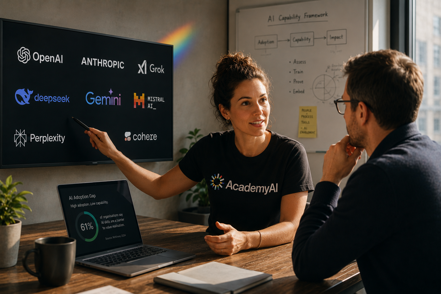 A domain expert walking a colleague through AI tools